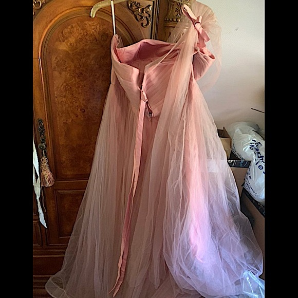 Plus size Dusty Pink Sheer Lace and Tulle Ball Gown - Picture 7 of 12